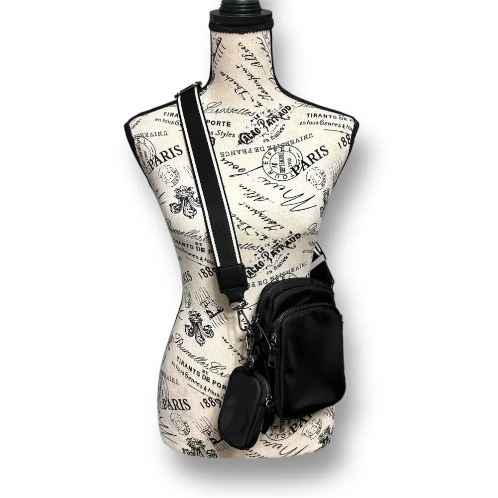 Chico's Black Cell Phone Crossbody Bag‎ Adjustable Strap Detachable Pouch